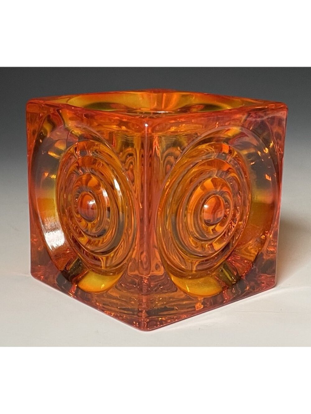 Mid-Century Modern Vintage Orange Viking Glass 'Bullseye' Votive Candle Holder